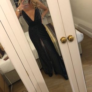 black and white stripe glitter Jumpsuit low neck